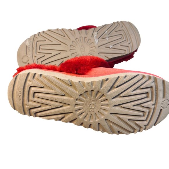 UGG Red Suede & Shearling Womens Slippers Size 7 / EU 38 - Picture 8 of 10